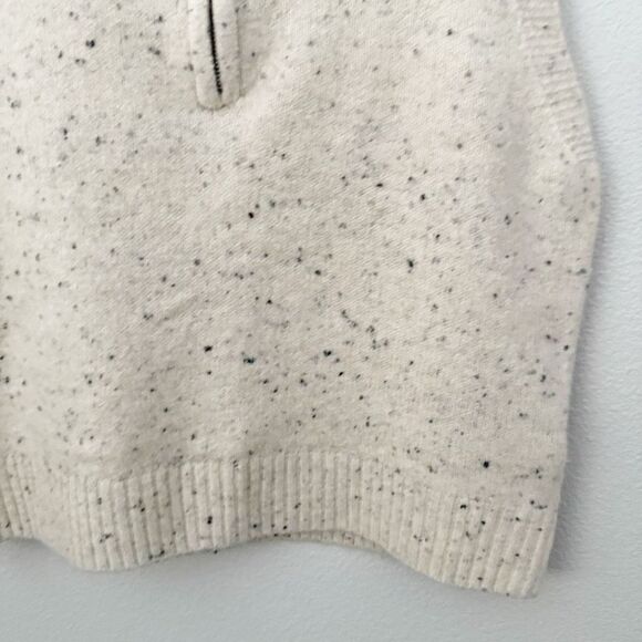 JOHN + JENN | Michael Sleeveless Vest Ivory Navy Speckled Zip Turtleneck | Small - Picture 5 of 9